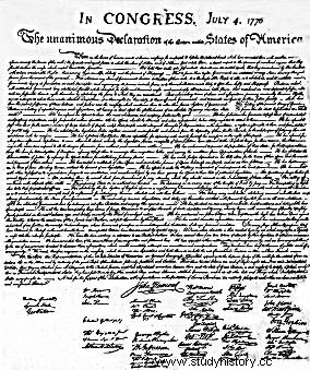 4 de julio de 1776:Declaración de Independencia de los Estados Unidos 