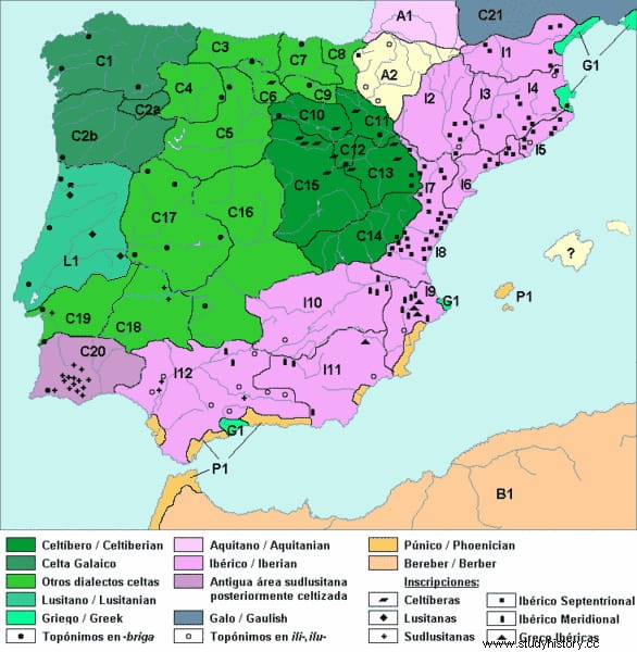 최초로 발견된 고대 히스패닉 알파벳인 Signario de Espanca의 질문 