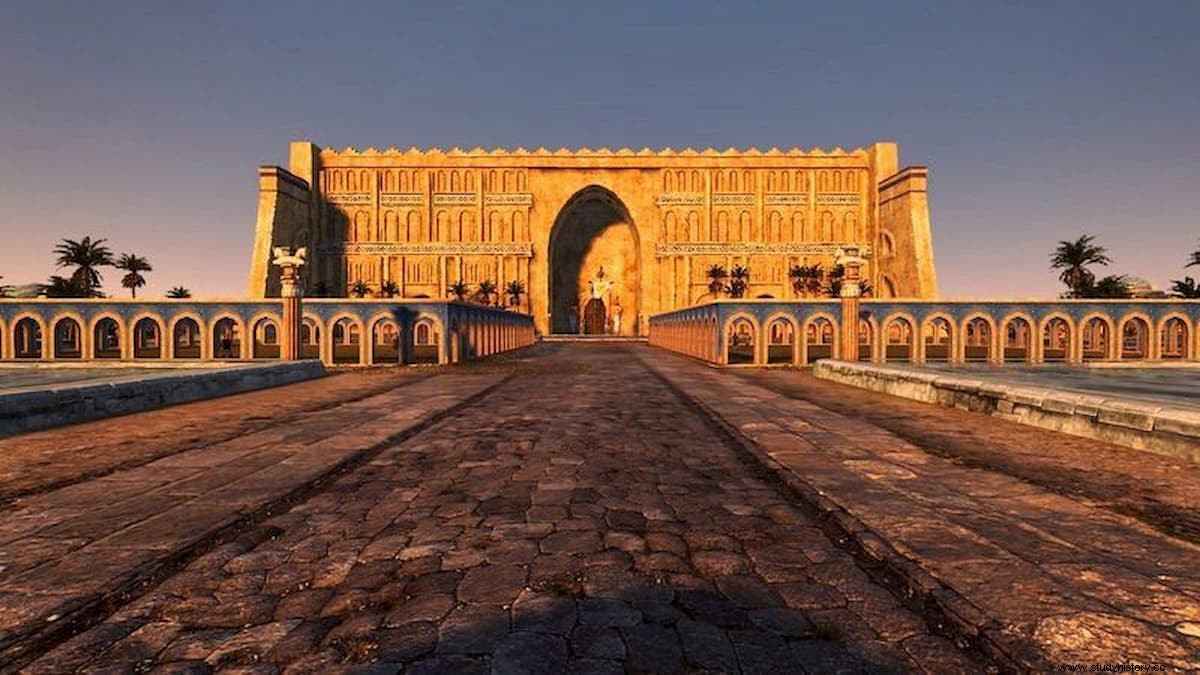 El Gran Arco de Ctesifonte, la bóveda de ladrillo más grande del mundo, construida por los persas sasánidas en el siglo VI. 