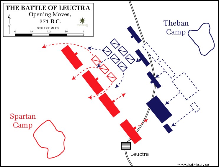 테베가 스파르타를 격파했을 때:엇갈린 대형의 최초의 알려진 사용 