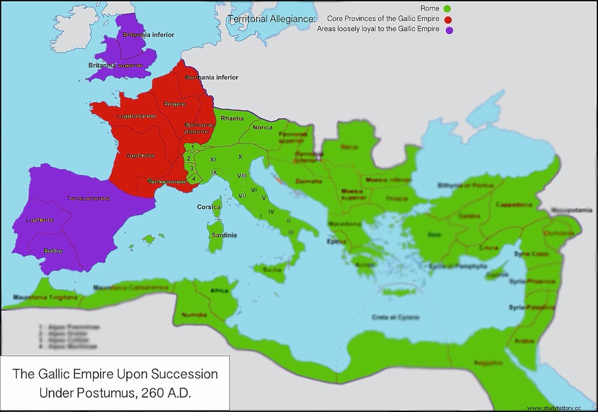 갈리아 제국, 갈리아, 히스파니아, 브리타니아가 로마에서 탈퇴했을 때 