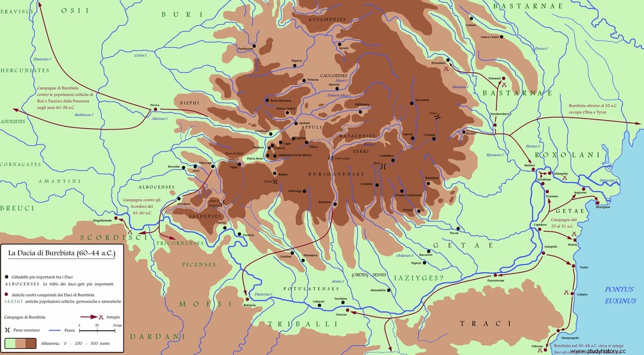 Burebista, el rey considerado el primer unificador de Dacia, que apoyó a Pompeyo contra César 