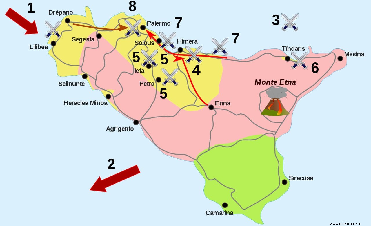 El largo asedio romano de Lilibea, último bastión cartaginés en Sicilia durante la Primera Guerra Púnica 