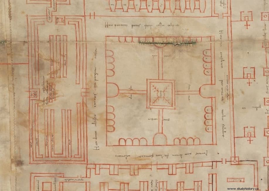 サンクト・ガレの平面図、知られている限り建設されなかった中世盛期の最大の建築図 