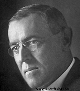 Woodrow Wilson, 28º presidente de Estados Unidos, ama la paz y crea la Sociedad de Naciones 