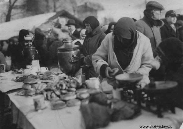 Comida callejera en la Polonia de antes de la guerra 