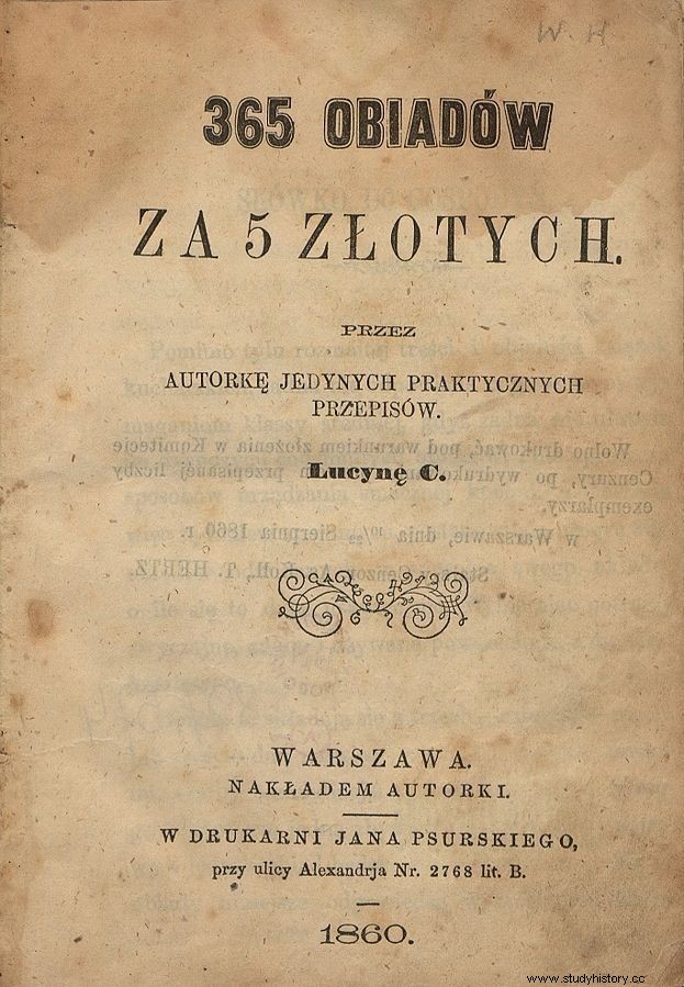  5 즐로티에 365개의 점심 식사 . 19세기 폴란드에서 가장 인기 있었던 책 