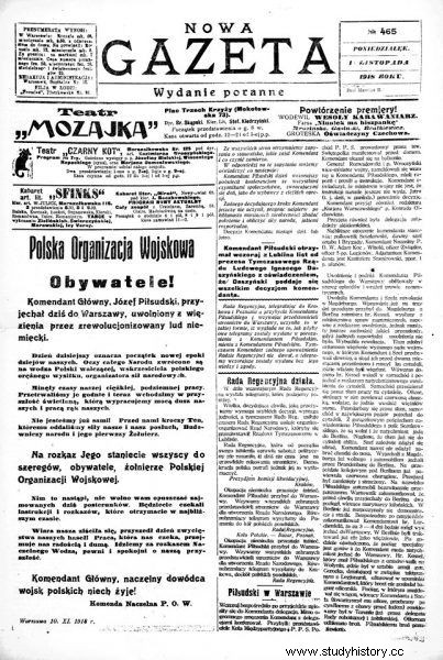 1918 年 11 月 11 日 - ポーランド共和国が独立を回復していたとき、ポーランドの新聞は何を書きましたか? 