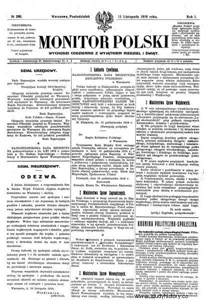 1918 年 11 月 11 日 - ポーランド共和国が独立を回復していたとき、ポーランドの新聞は何を書きましたか? 