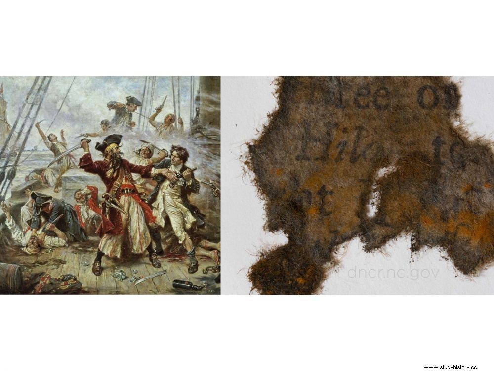 Fragmentos de texto de 300 años encontrados en los restos del barco de Barbanegra 