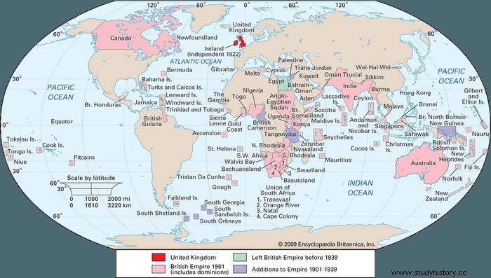 大英帝国 |国、地図、標高、事実 