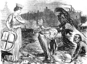 A great stench in 19th century London. The stench of impurity made people sick in the streets 