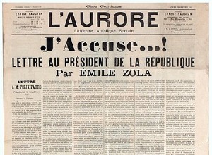 Publication of the article  J accuse  by Émile Zola 